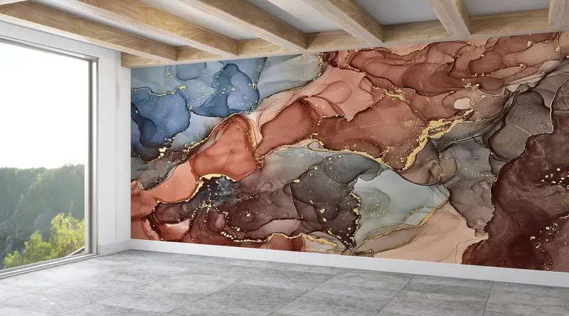 Papierwandkunst, modernes Handlitt, 3D -Hintergrundpapier, modernes Tapepapier, braune und graue Marmorwandkunst, graue Marmorwandkunst, - 6