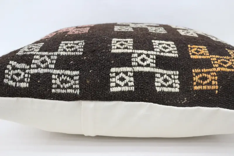 Boho Pillow, Pillow Case, Handmade Kilim Cushion, 28x28 Brown Pillow Cover, Morroccon Kilim Cushion Cushion Cover, Antique Pillows - 6