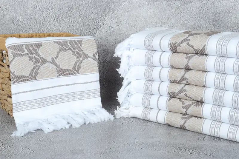 70x40 Cotton Daisy Design Towel, Custom Towel, Personalized Wedding Gift, Family Gift, Sand-free peshtemal towel for the beach, Gift For Her - 3