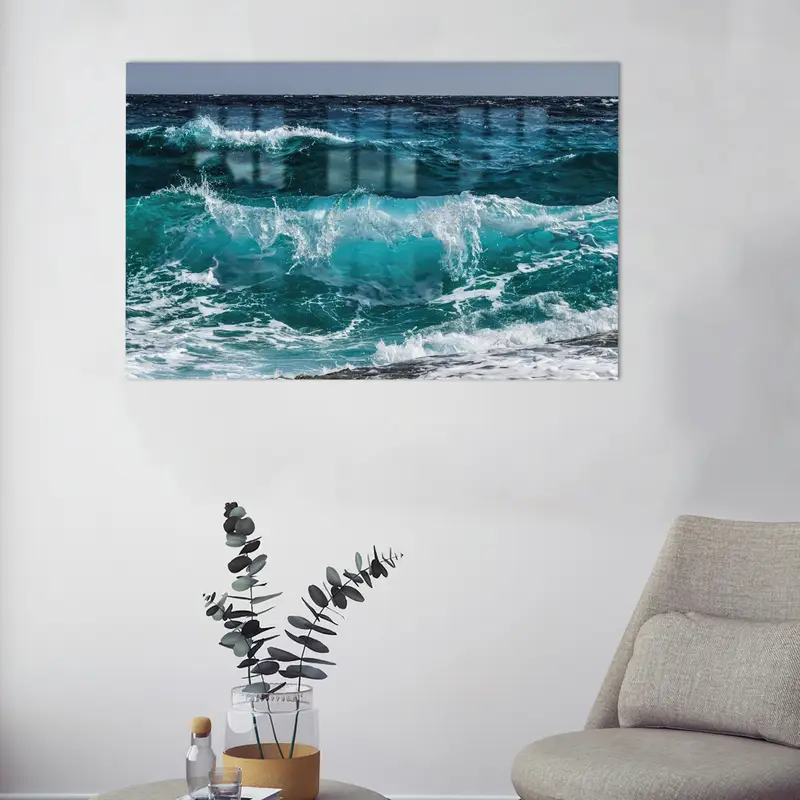 モダンな農家の装飾のためのエレガントな海岸海景プリントガラス