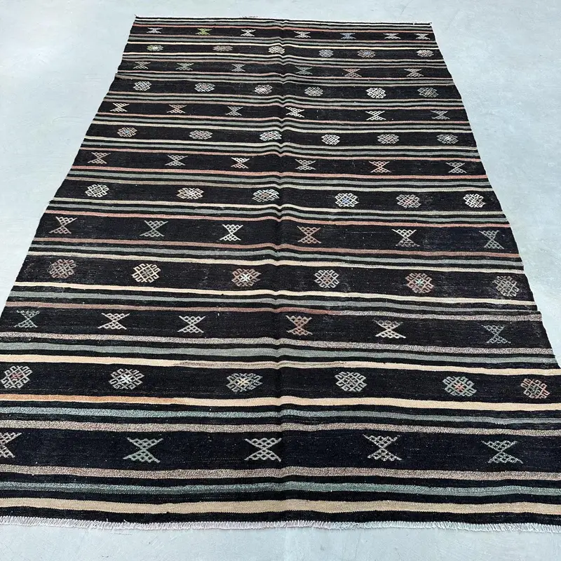 Schwarzer Tarnteppich, 6,1 x 10,2 Fuß, schickes Dekor