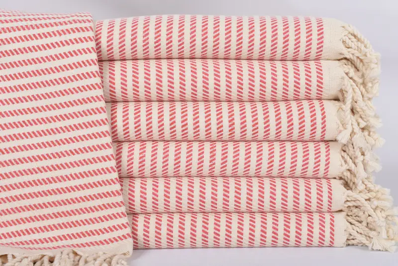 Personalized Turkish Towel, 70x40 Inches Vermilion Polka Dot, Organic Cotton