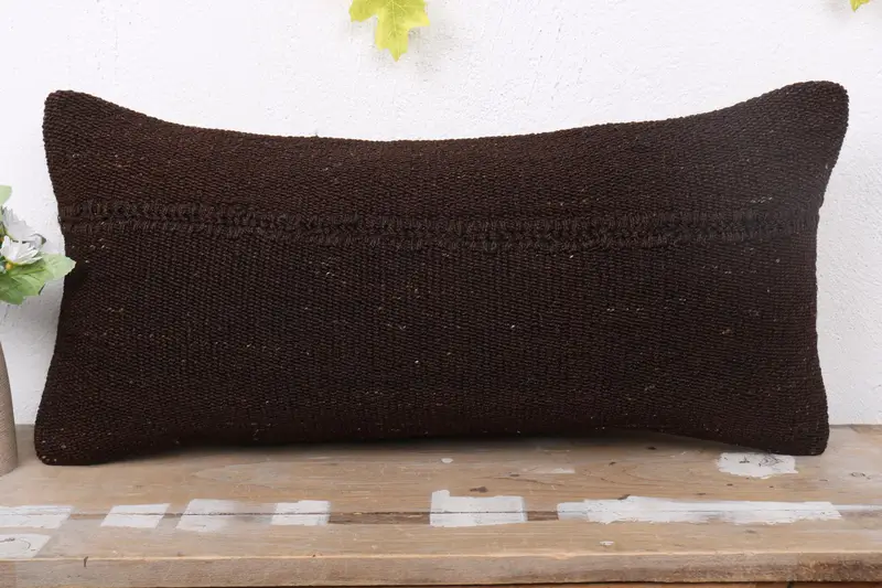 Bolster Cushion Case, Cushion, Vintage Pillow, 12x24 Brown Pillow Case, Kilim Pillow, Ethnic Pillow Cover Cushion Case, Turkish Kilim Pillow - 2