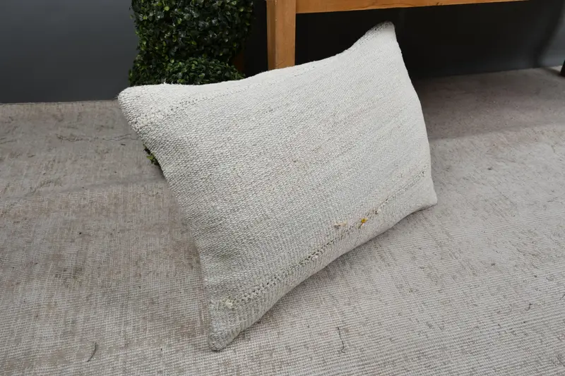 Natural Pillow Cover, Boho Pillow, Home Decor Pillow, Ethnical Kilim Rug Pillow, Vintage Cushion, 16x24 Beige Pillow Case, Pillow Case - 7