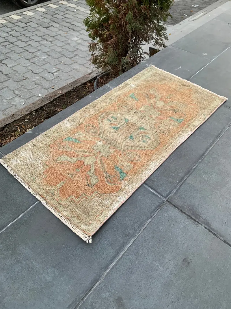 1,6x3,1 ft Beige Rug with Oriental Pattern, Beige and Orange