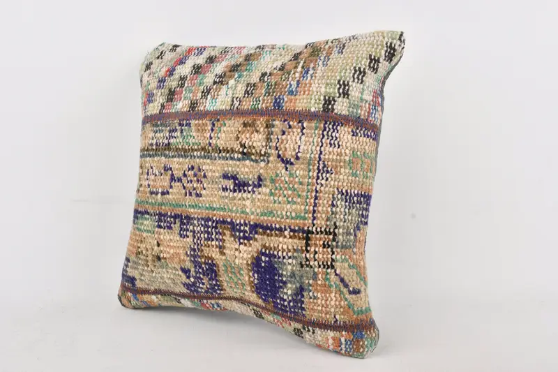 Pet Pillow Sham, Home Decor Pillow, 14x14 Orange Cushion, Gift Pillow, Custom Cushion Cover, Vintage Kilim Throw Pillow, Pillow Sham - 3
