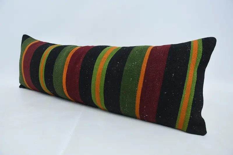 12x36 Green Pillow Sham, Cushion Case, Tapestry Pillow Sham, Pillow for Couch, Authentic Cushion Case, Vintage Kilim Pillow, Vintage Pillow - 4
