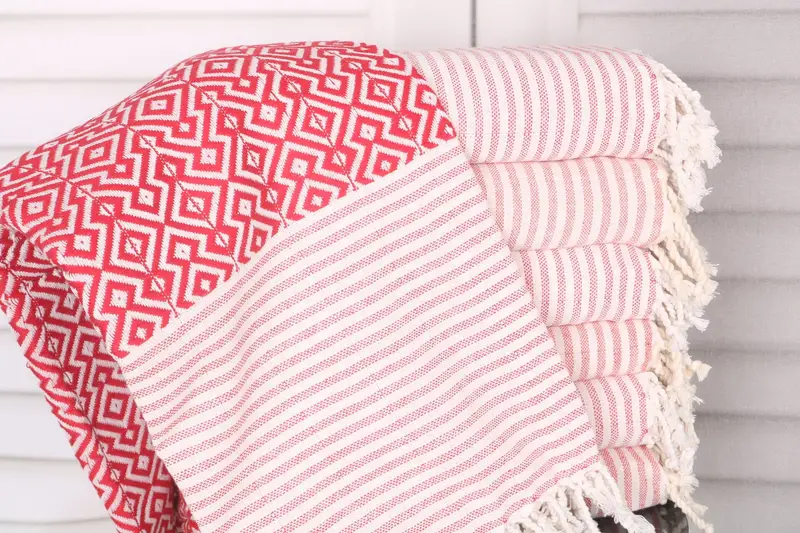 Red Cotton Towel Personalized Diamond Gift for Him, 38x75 Inches