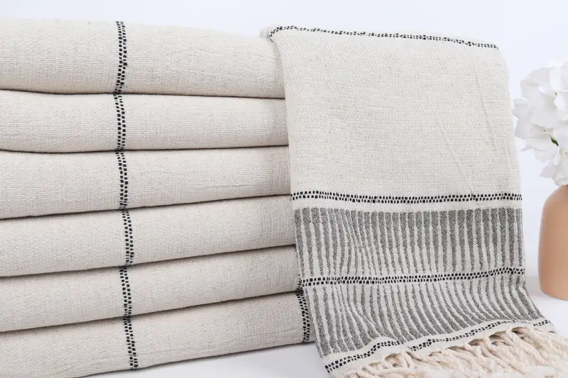 70x40 Linen Striped Towel, Turkish beach towel, Personalized Gift, Guest Towel, Grandma Gift, Soft and absorbent Turkish towel, Embroidered Towel - 2