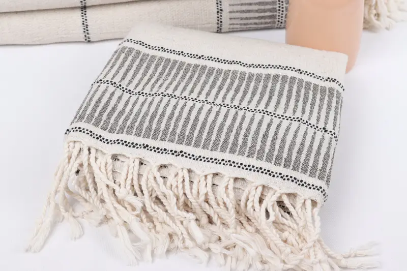 70x40 Linen Striped Towel, Turkish beach towel, Personalized Gift, Guest Towel, Grandma Gift, Soft and absorbent Turkish towel, Embroidered Towel - 5