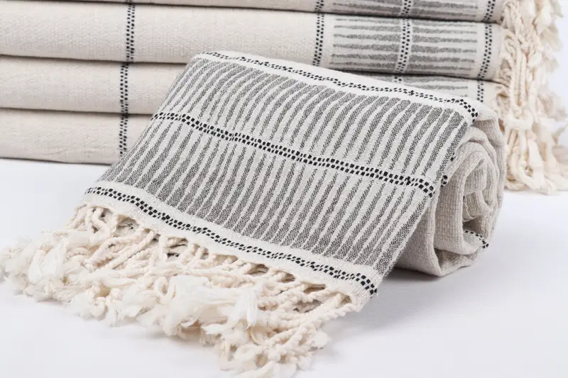 70x40 Linen Striped Towel, Turkish beach towel, Personalized Gift, Guest Towel, Grandma Gift, Soft and absorbent Turkish towel, Embroidered Towel - 4