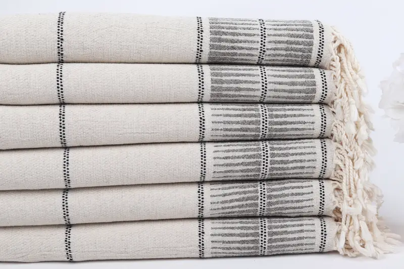 70x40 Linen Striped Towel, Turkish beach towel, Personalized Gift, Guest Towel, Grandma Gift, Soft and absorbent Turkish towel, Embroidered Towel - 3