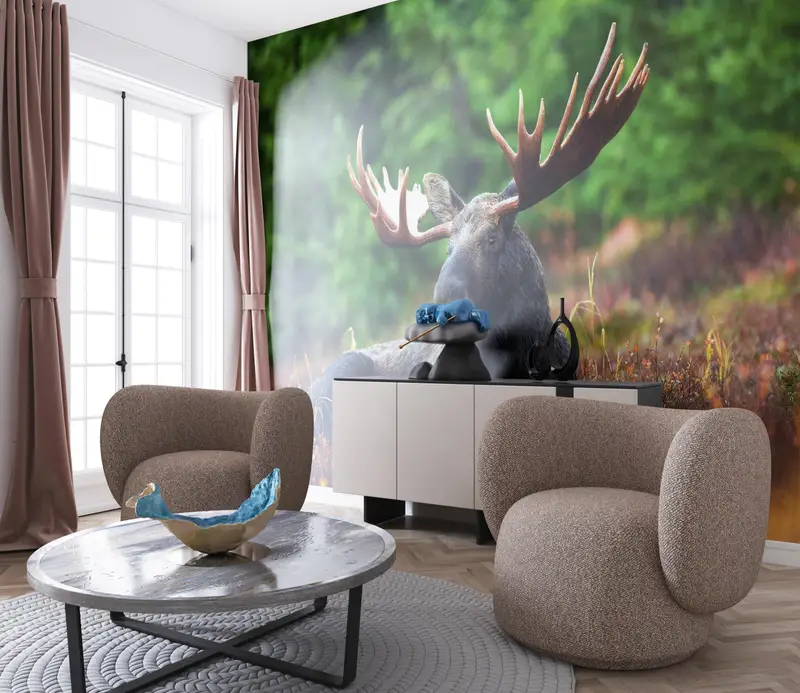Deer Wall Painting, Tree Wall Stickers, Animal Wall Mural, Horn Wall Painting, Paper Cutting Art, Wall Paper Peel And Stick, - 6