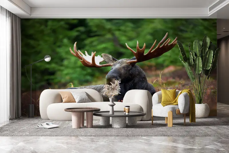 Deer Wall Painting, Tree Wall Stickers, Animal Wall Mural, Horn Wall Painting, Paper Cutting Art, Wall Paper Peel And Stick, - 5