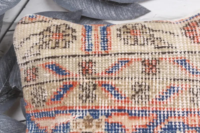 Authentic Pillow, Vintage Cushion Cover, Turkish Pillow, Custom Pillow Cover, 12x12 Blue Cushion, Pillow, Vintage Pillow, Ethnical Kilim Rug Pillow - 2