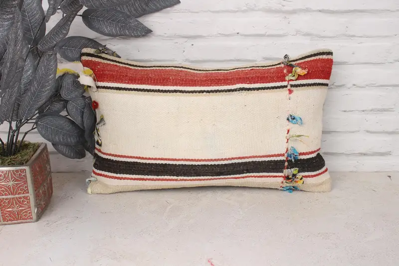 Cushion Case, 12x20 White Cushion Cover, Rustic Cushion Cover, Authentic Pillow Sham, Turkish Kilim Pillow, Turkish Pillow, Pillow for Sofa - 1