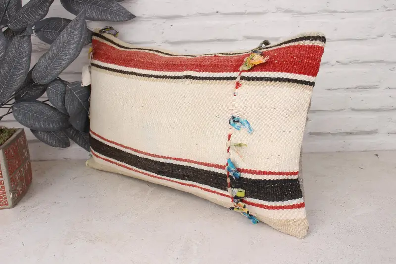 Cushion Case, 12x20 White Cushion Cover, Rustic Cushion Cover, Authentic Pillow Sham, Turkish Kilim Pillow, Turkish Pillow, Pillow for Sofa - 4