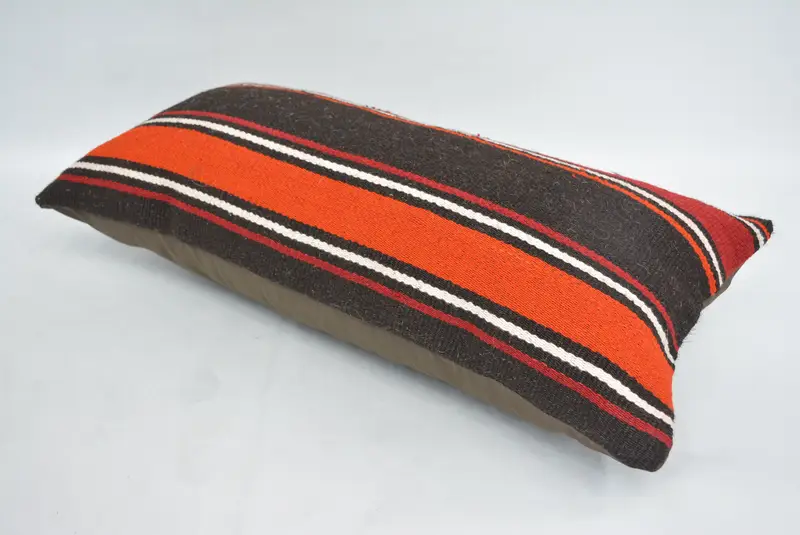Accent Cushion, Cushion, Kilim Cushion Sham, Vintage Kilim Pillow Pillow Sham, Antique Pillows, 12x24 Red Pillow Case, Ethnical Kilim Rug Pillow - 6