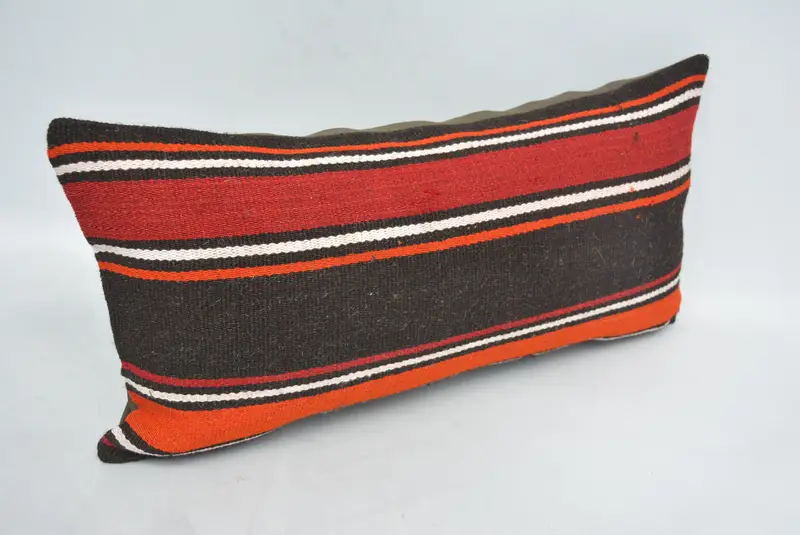 Accent Cushion, Cushion, Kilim Cushion Sham, Vintage Kilim Pillow Pillow Sham, Antique Pillows, 12x24 Red Pillow Case, Ethnical Kilim Rug Pillow - 3