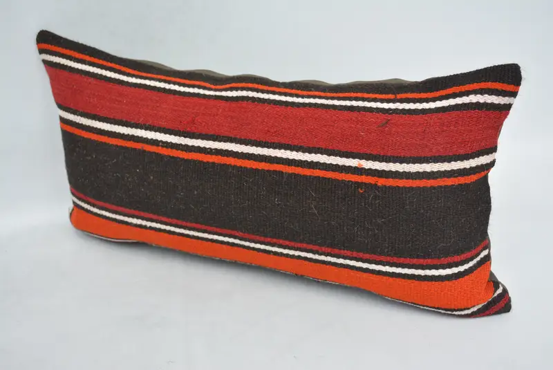 Accent Cushion, Cushion, Kilim Cushion Sham, Vintage Kilim Pillow Pillow Sham, Antique Pillows, 12x24 Red Pillow Case, Ethnical Kilim Rug Pillow - 4