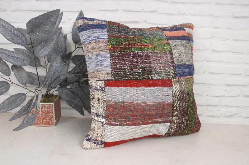 Handwoven Cushion Cover, Pet Cushion Cover, Turkish Pillow, Kilim Pillow, Pillow Sham, 20x20 Green Pillow Sham, Home Decor Pillow - 3