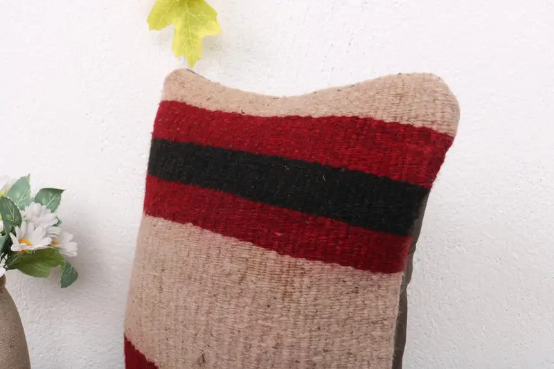 Pillow, Turkish Kilim Pillow, Car Pillow Case, Gift Pillow, Boho Pillow Sham Cover, 12x12 Red Pillow Case, Seat Cushion Cover - 5