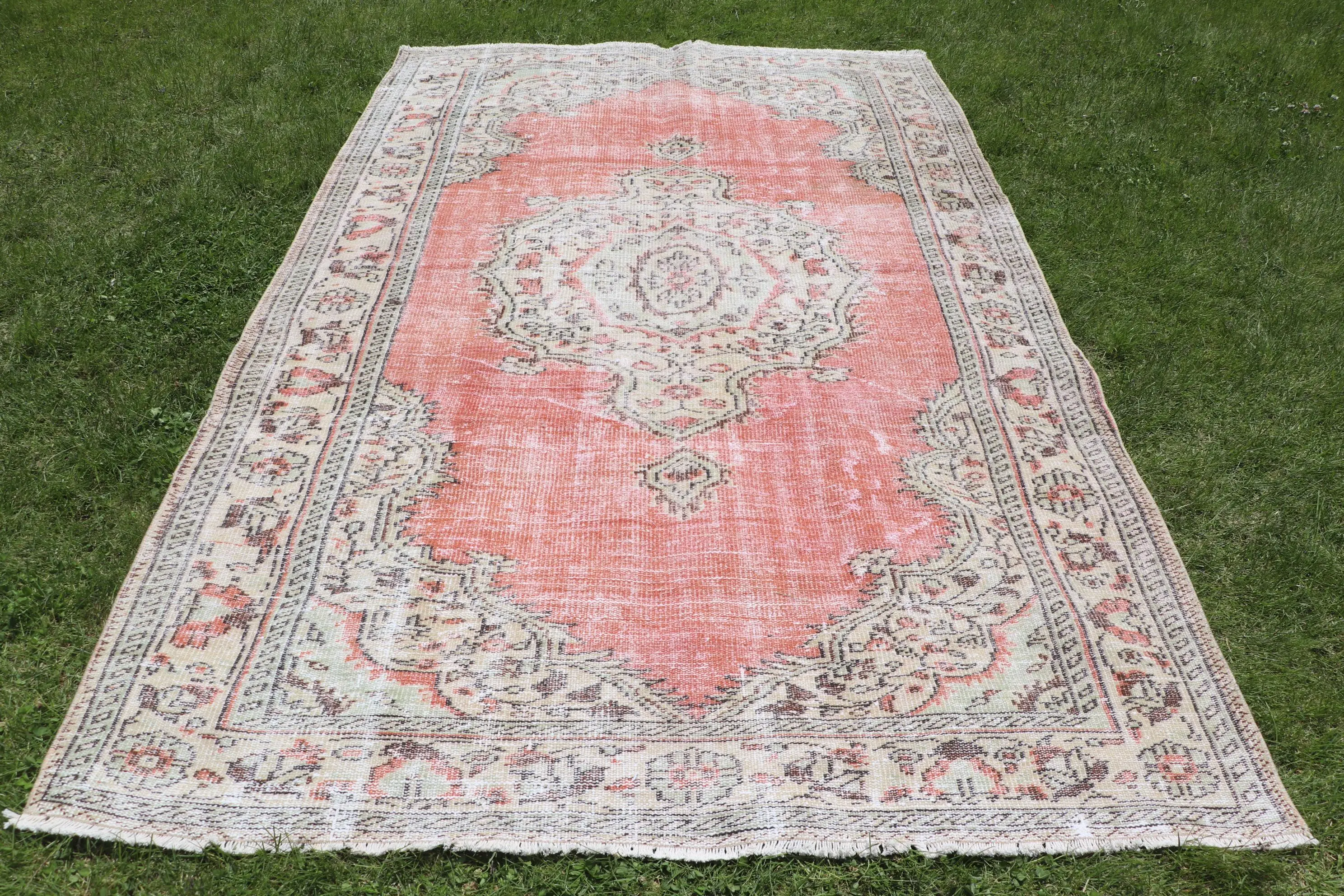 Türk Büyük Halı 5.6x8.9 ft (171x272 cm), Vintage Kırmızı Oryantal Yün Halı - 1