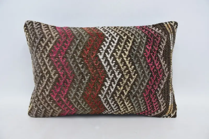 Vintage Kilim Pillow, Vintage Pillow, 16x24 Pink Pillow, Designer Throw Pillow Case, Pillow Cover, Bohemian Cushion Pillow Cover, Boho Pillow - 1
