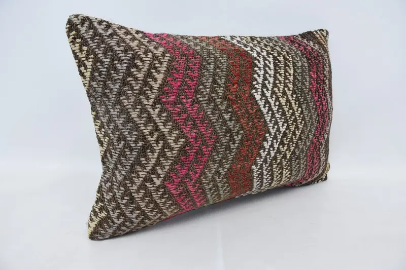 Vintage Kilim Pillow, Vintage Pillow, 16x24 Pink Pillow, Designer Throw Pillow Case, Pillow Cover, Bohemian Cushion Pillow Cover, Boho Pillow - 3