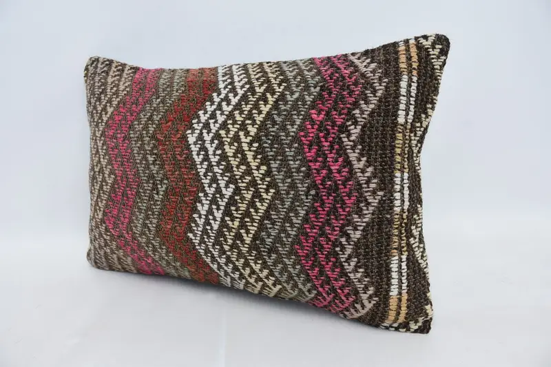 Vintage Kilim Pillow, Vintage Pillow, 16x24 Pink Pillow, Designer Throw Pillow Case, Pillow Cover, Bohemian Cushion Pillow Cover, Boho Pillow - 4
