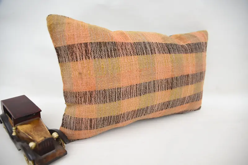 Customized Pillow Cover, Vintage Kilim Pillow, Throw Kilim Pillow, 12x20 Orange Pillow Case, Cushion Case, Customized Cushion, Turkish Pillow - 2