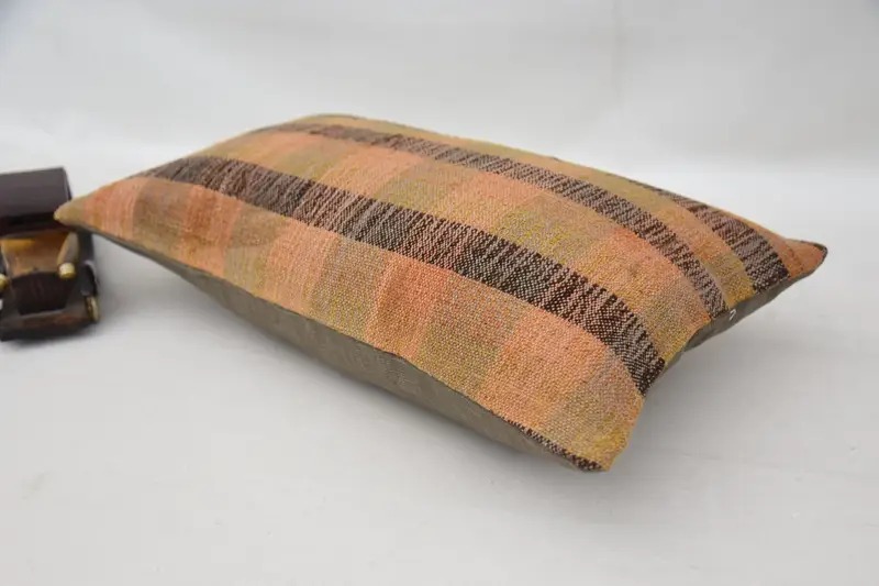 Customized Pillow Cover, Vintage Kilim Pillow, Throw Kilim Pillow, 12x20 Orange Pillow Case, Cushion Case, Customized Cushion, Turkish Pillow - 6