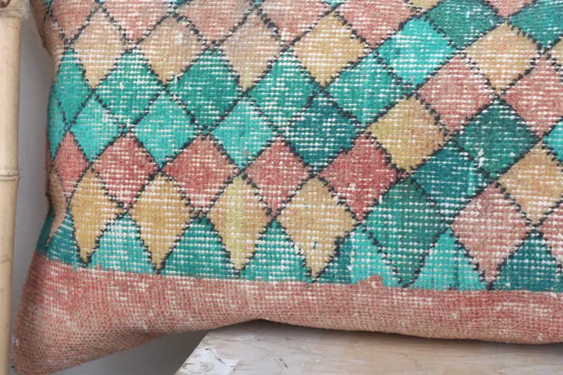 Pillow Case, Vintage Kilim Pillow, Throw Kilim Pillow, Kilim Cushion Sham, 16x48 Green Pillow Case, Handmade Throw Pillow Cover - 3