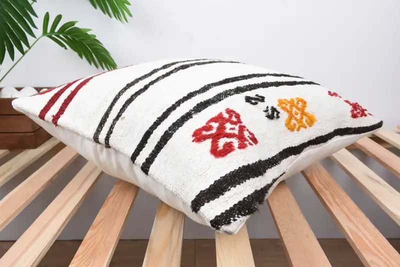 Outdoor Throw Cushion Case, 20x20 White Pillow Cover, Pillow for Couch, Pillow, Home Decor Pillow, Boho Throw Cushion Cover, Handmade Kilim Cushion - 6
