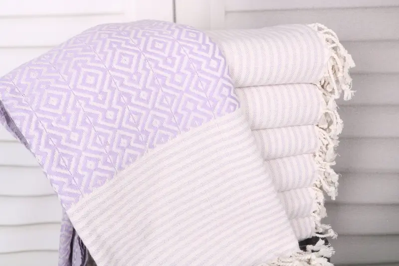 Lilac Cotton Towel Turkish, Diamond Towel, 38x75 Inches