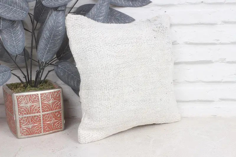 Ethnical Kilim Rug Pillow, Boho Pillow, 12x12 Beige Pillow Sham, Pillow for Couch, Bright Cushion Case, Decorative Throw Cushion Case, Cushion Case - 4