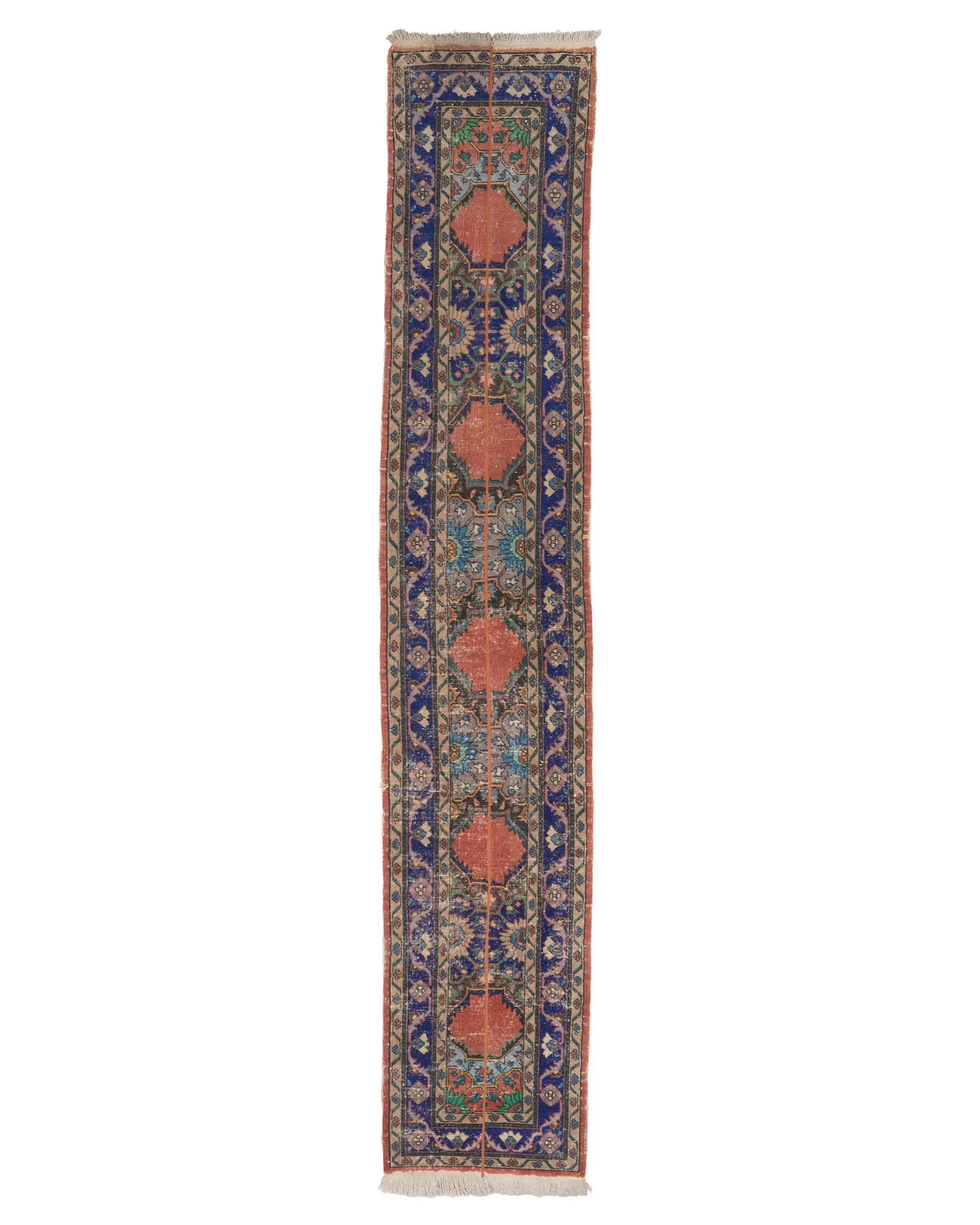 Vintage Turkish Rug 2.3x12.8 ft, Red Oriental Wool Rug - 1