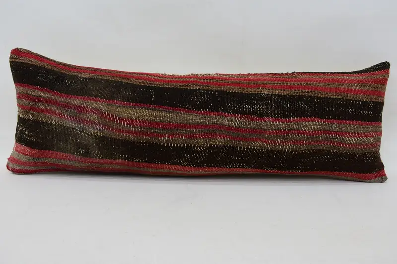 Cozy Throw Cushion Cover, Kilim Pillow, Cushion Cover, Retro Throw Pillow Cover, Ethnical Kilim Rug Pillow, 12x36 Red Pillow Cover, Gift Pillow - 4