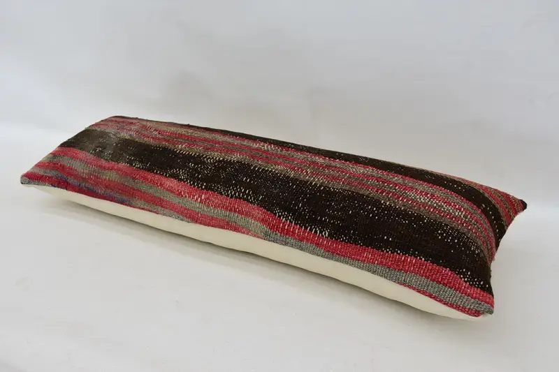 Cozy Throw Cushion Cover, Kilim Pillow, Cushion Cover, Retro Throw Pillow Cover, Ethnical Kilim Rug Pillow, 12x36 Red Pillow Cover, Gift Pillow - 6