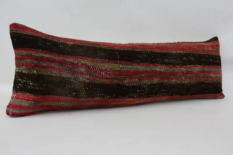 Cozy Throw Cushion Cover, Kilim Pillow, Cushion Cover, Retro Throw Pillow Cover, Ethnical Kilim Rug Pillow, 12x36 Red Pillow Cover, Gift Pillow - 3