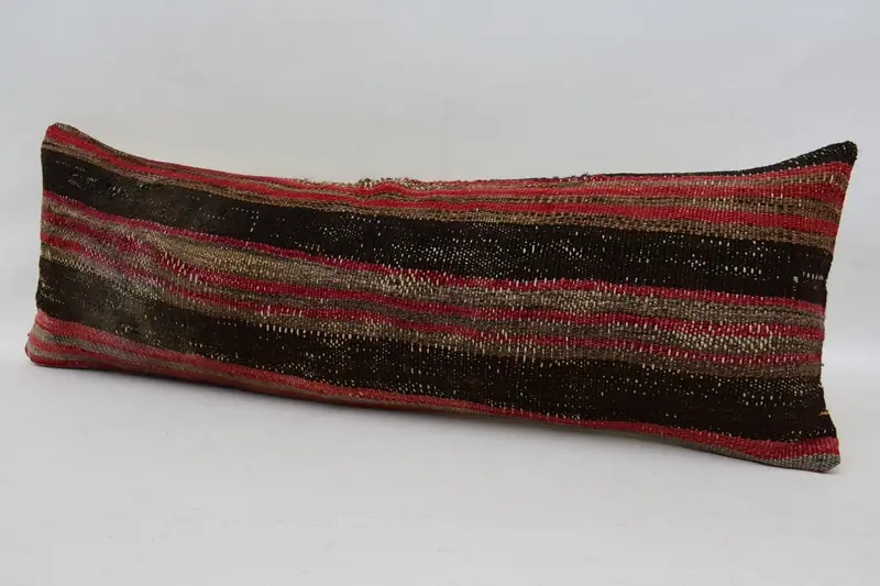 Cozy Throw Cushion Cover, Kilim Pillow, Cushion Cover, Retro Throw Pillow Cover, Ethnical Kilim Rug Pillow, 12x36 Red Pillow Cover, Gift Pillow - 5