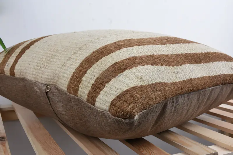 Vintage Kilim Pillow, Authentic Cushion Case, Crochet Pattern Pillow Cover, Home Decor Pillow, Cushion, 24x24 Beige Pillow Cover, Gift Pillow - 6