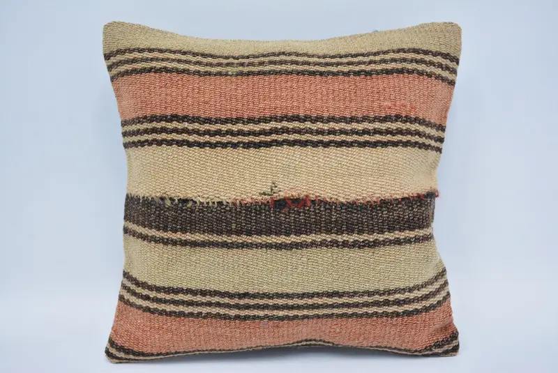 Özelleştirilmiş yastık, atma Kilim Yastığı, Hediye Yastığı, Türk Kilim Yastığı, Yastık Kılıfı, Otantik Yastık Kılıfı, 12x12 Bej Yastık Kapağı - 1