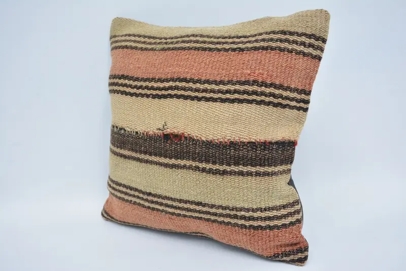 Özelleştirilmiş yastık, atma Kilim Yastığı, Hediye Yastığı, Türk Kilim Yastığı, Yastık Kılıfı, Otantik Yastık Kılıfı, 12x12 Bej Yastık Kapağı - 4