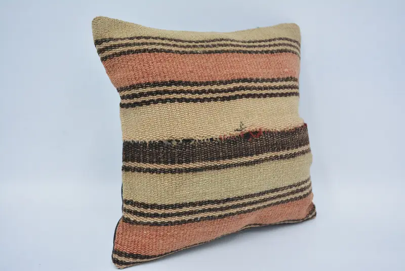 Özelleştirilmiş yastık, atma Kilim Yastığı, Hediye Yastığı, Türk Kilim Yastığı, Yastık Kılıfı, Otantik Yastık Kılıfı, 12x12 Bej Yastık Kapağı - 3