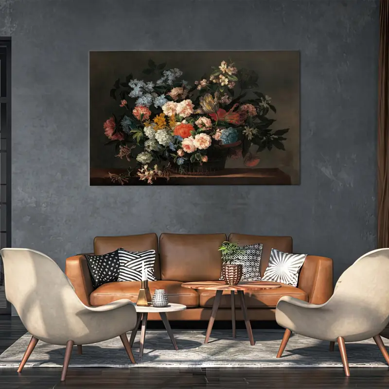 Floral Canvas Art, Modern Floral Artwork, Modern Wall Decor, Luxury Canvas Art, Dining Room Art, Gift For Home, Floral Wall Decor, - 1