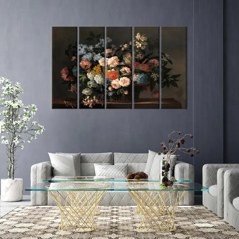 Floral Canvas Art, Modern Floral Artwork, Modern Wall Decor, Luxury Canvas Art, Dining Room Art, Gift For Home, Floral Wall Decor, - 4