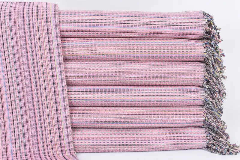 Personalized Pink Geometric Organic Cotton Beach Towel, 70x40 Inches