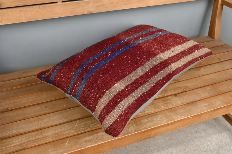 Ikat Cushion, Cushion, Kilim Pillow Cover, Neutral Pillow Case, Pillow for Sofa, 16x24 Red Cushion, Kilim Pillow, Aesthetic Pillow Cover - 2