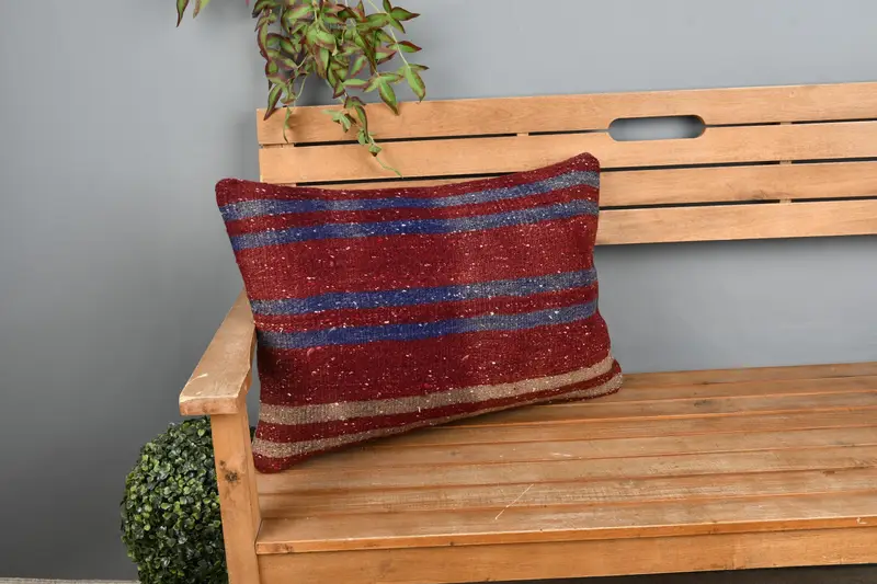 Ikat Cushion, Cushion, Kilim Pillow Cover, Neutral Pillow Case, Pillow for Sofa, 16x24 Red Cushion, Kilim Pillow, Aesthetic Pillow Cover - 1